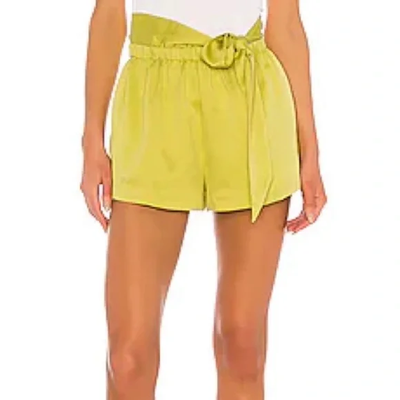 L’academie Cornelie lime green satin-like shorts XS